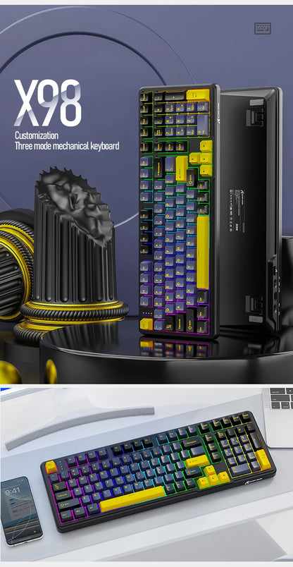 X98 Attack Shark Gaming Keyboard Wireless with Numeric Keypad, 102 Keys Hot-Swap RGB PBT Keycaps, 4000mAh Battery, Support PC/Laptop