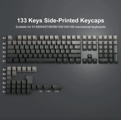 Nuovi keycap per tastiera meccanica da gaming 60/64/84/98/108 con switch MX, 135 tasti, profilo OEM, PBT, incisione laterale, sfumatura rosso e nero