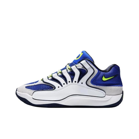 Nike KD 18 Slip Resistant Abrasion Resistant Low top Basketball Shoes Men's White Blue HV1991-400