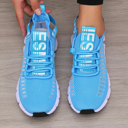 Women’s Sports Shoes Mesh Lightweight Soft Sole Jogging Strap Breathable Fashion Sports Walking Casual Tennis Flat Shoes for Men