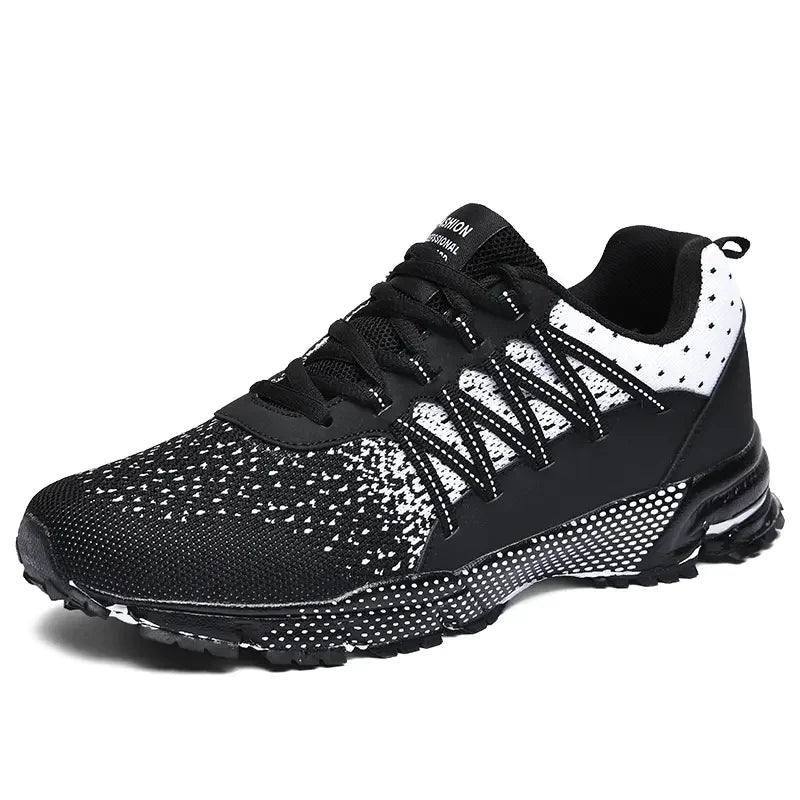 2025 Thick-Soled Sports Shoes Youth Mesh Breathable Running Shoes Trendy Spring Summer Korean Large Black and White Shoes Walk