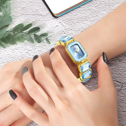 Ladies Wrist Watch Small Golden Square Quartz For Women Bracelet Watches Top Brand Luxury Diamond Fashion Women's Watch 2024