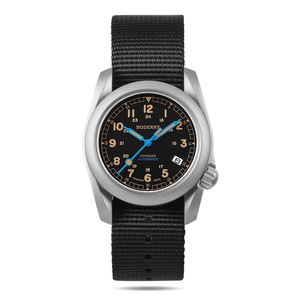 BODERRY Men's Automatic Watch 40MM Titanium Pilot Sport Mechanical Wristwatch 100m Waterproof Sapphire C3 Luminous NH35