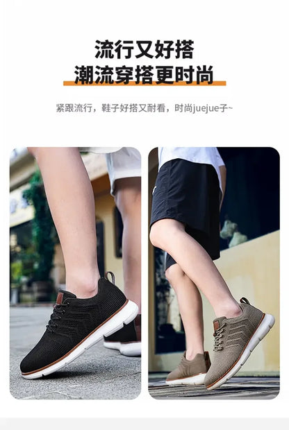 Casual Sneaker Shoes Breathable Men's Walking Mesh Soft Sole Outdoor Anti Slip Travel Comfortable Running Shoes Tenis Masculino