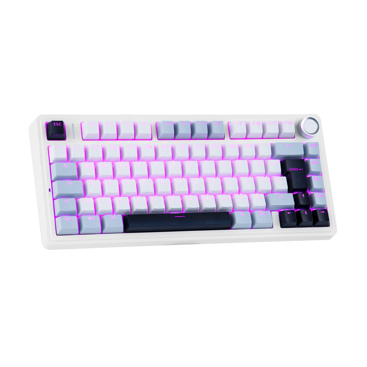 Teclado mecânico sem fios EPOMAKER x AULA F75 ISO-DE com conectividade tri-modo, layout alemão QWERTZ e bateria de 4000 mAh