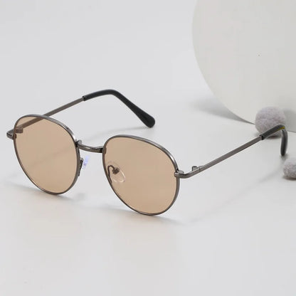 2025 New Straight Metal Sunglasses Boys And Girls, Small Oval Children's Glasses For Babies