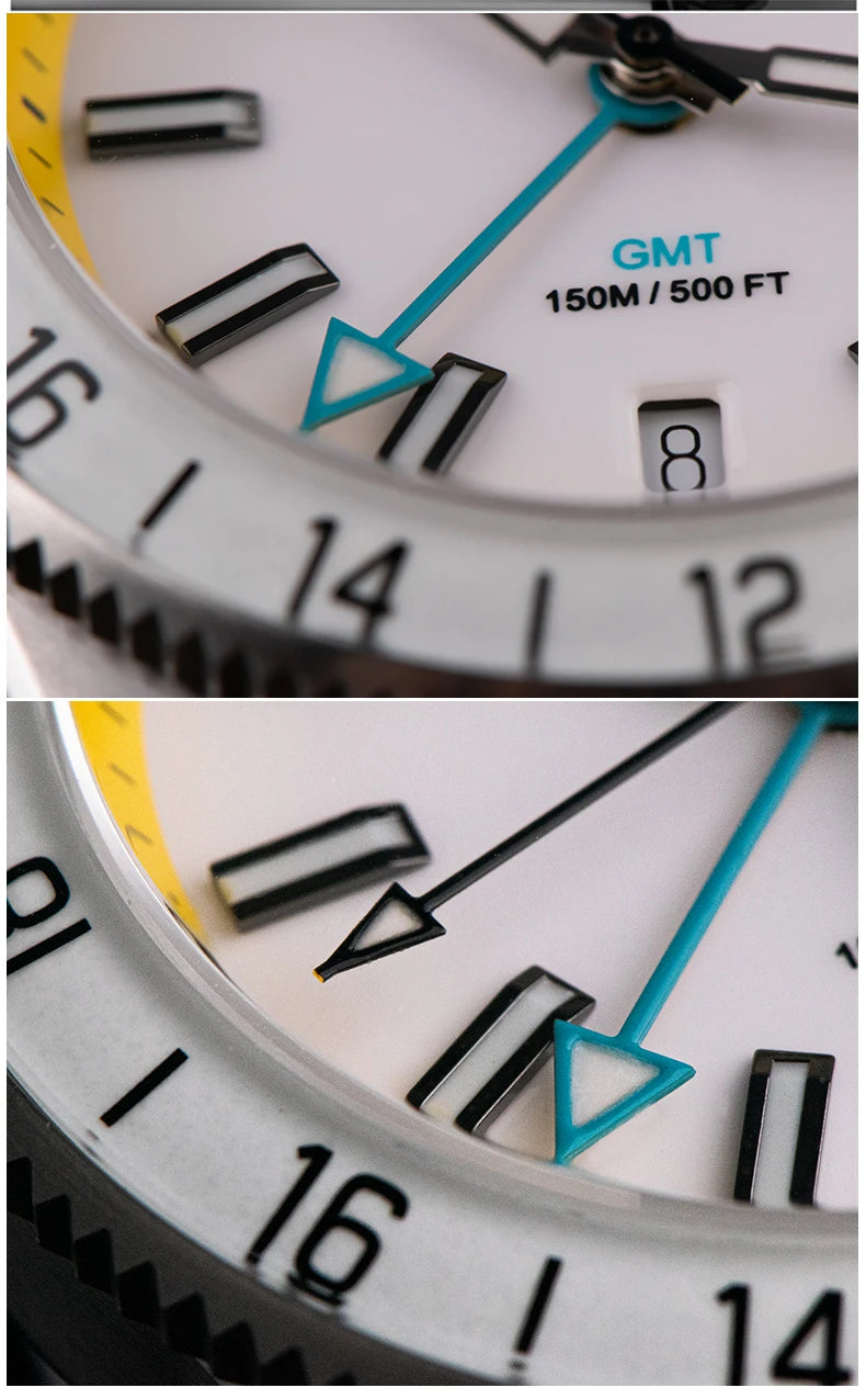 WSD9025 New Men's Automatic Watch Quartz Swiss Movement BGW9 Luminous Bezel 4-Pin GMT 150 Meters Waterproof Diving