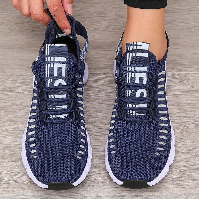 Women’s Sports Shoes Mesh Lightweight Soft Sole Jogging Strap Breathable Fashion Sports Walking Casual Tennis Flat Shoes for Men