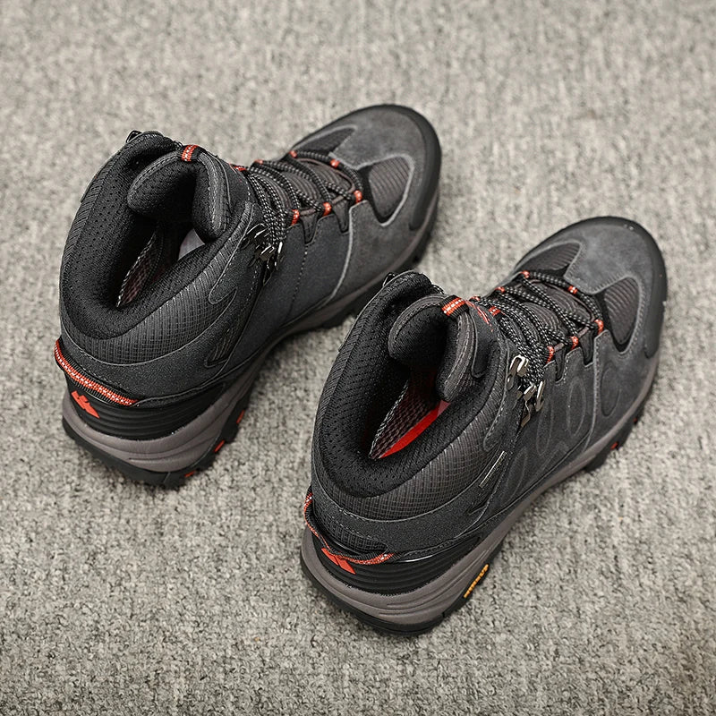 HIKEUP High-Top Men Hiking Boots Winter Outdoor Shoes Lace-Up Non-slip Outdoor Sports Casual Trekking Boots Men Waterproof Suede
