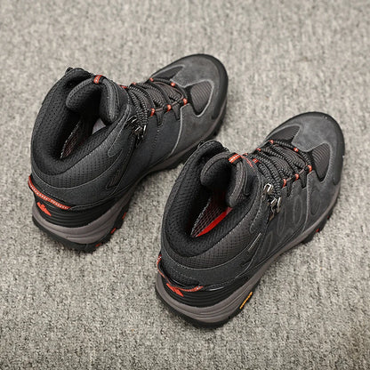 HIKEUP High-Top Men Hiking Boots Winter Outdoor Shoes Lace-Up Non-slip Outdoor Sports Casual Trekking Boots Men Waterproof Suede