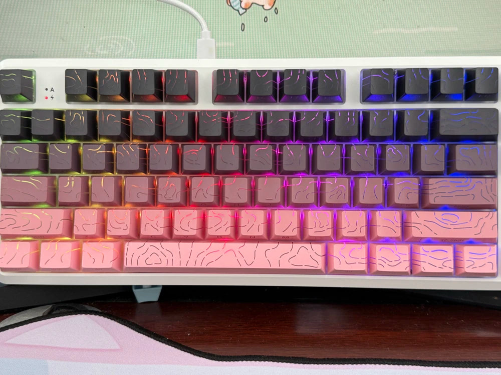 Topographic 4.0 Side Printed Keycaps ISO Enter Cherry Profile Double Shot PBT Keycaps For MX Switch Gamer Keyboard