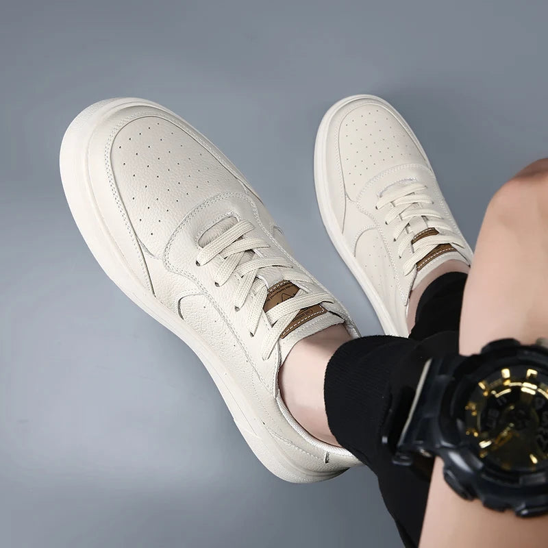DIMANYU Men's Sneakers Genuine Leather 2026 New Summer Casual Shoes Men Platform Lace-Up Simple Fashion Breathable Shoes Men