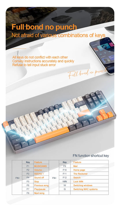 SMAILWOLF MK87 Bluetooth wireless mechanical keyboard E-sports game full key hot plug custom keyboard
