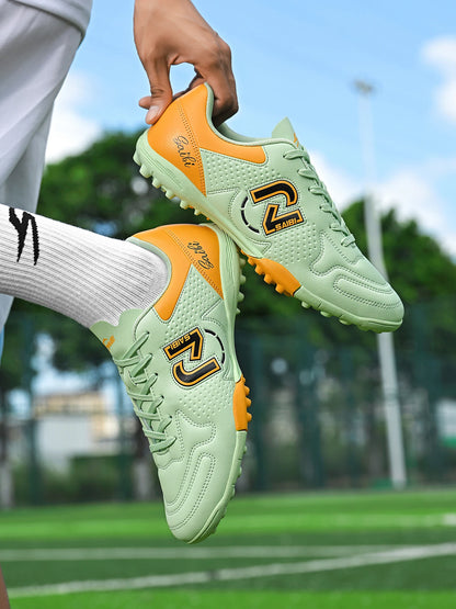 Low-top studded soccer shoes, unisex, TF and FG, slip-resistant and wear-resistant, available in 4 colors to choose from.