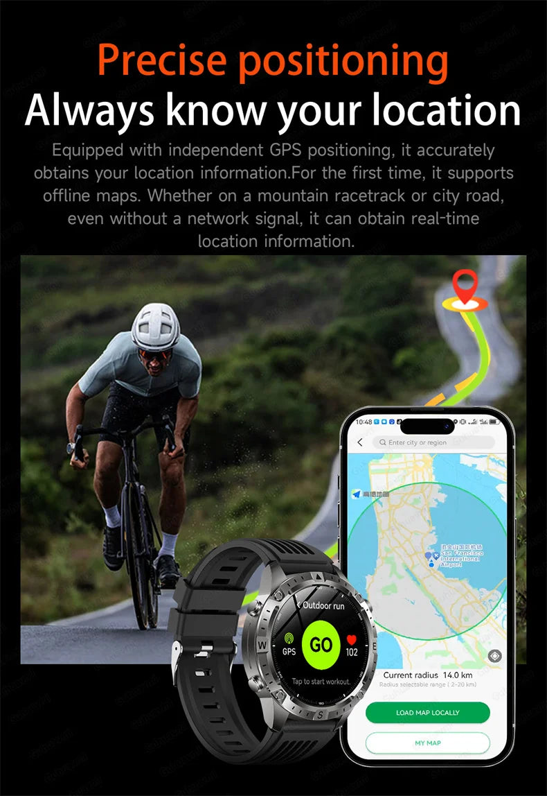 Smart Watch Men GPS Track High End watch Swim Waterproof Watches six axis sensor Sports 2GB Memory GPS Map Compass Smartwatch