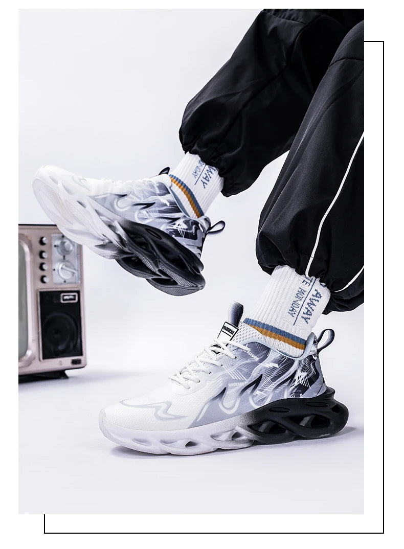 Men's Running Shoes Breathable Mesh Sports Shoes Cushioned Casual Sneakers Lightweight Comfortable Tennis Shoes Athletic Footwear