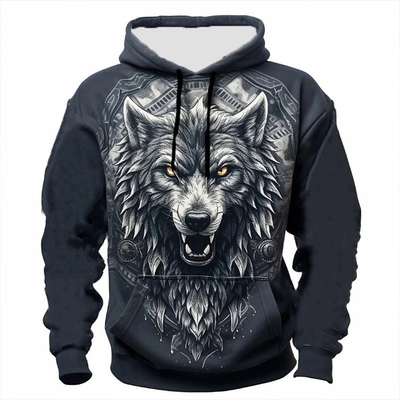 Animal Wolf 3D Print Hoodies Men Women Autumn Fashion Streetwear Oversized Hooded Sweatshirts Pullovers Y2K Tops Unisex Clothing
