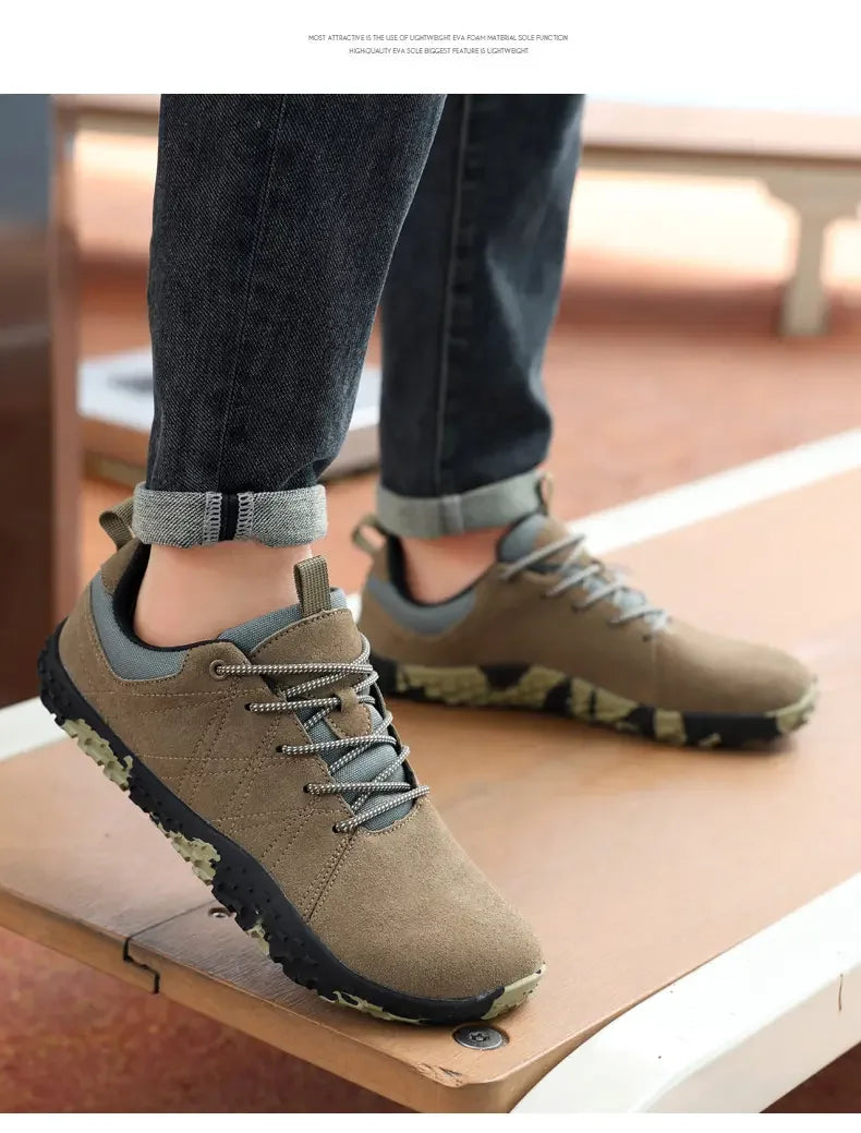 Suede Leather Shoes PU Fabric Wide Toe Shoe Anti-slip Hiking Shoe Workwear Men's Sports Shoes Women's Outdoor Walking Shoes