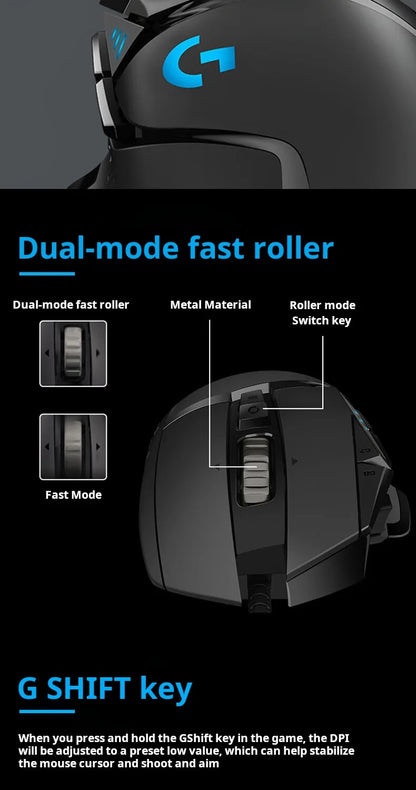 Logitech G502 HERO kabelgebundene Gaming-Maus für E-Sports, mechanische Maus mit RGB-Beleuchtung, Gewichtsanpassung und programmierbaren Battle-Royale-Makros