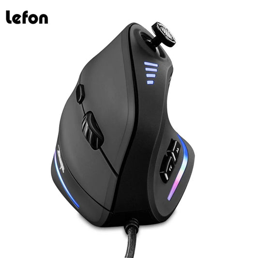 ZELOTES C18 laidinė vertikali ergonominė pelė su RGB apšvietimu, programuojama lazerinė žaidimų pelė su vairasvirte, 10000 DPI, skirta PC kompiuterių žaidėjams