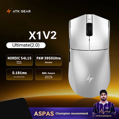 ATK X1 V2 Ultimate 2.0 mus trådløs Paw3950 ultralet 54g 750ips 0.163ms lav latenstid 650ips gamer nyt tilbehør gaver