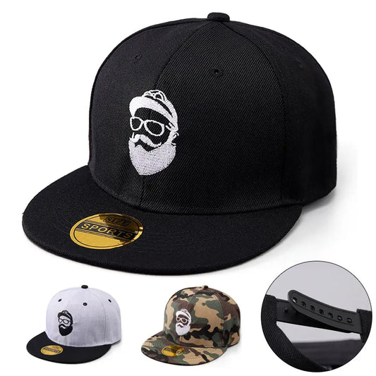 Uncle Beard Baseball Cap, Fashionable Flat-Brim Hip-Hop Hat for Men and Women, Adjustable Size, Suitable for All Seasons, Outdoor Casual Sun Hat, Embroidered Classic Character Design, Street Dance Hat, Suitable for Daily Casu