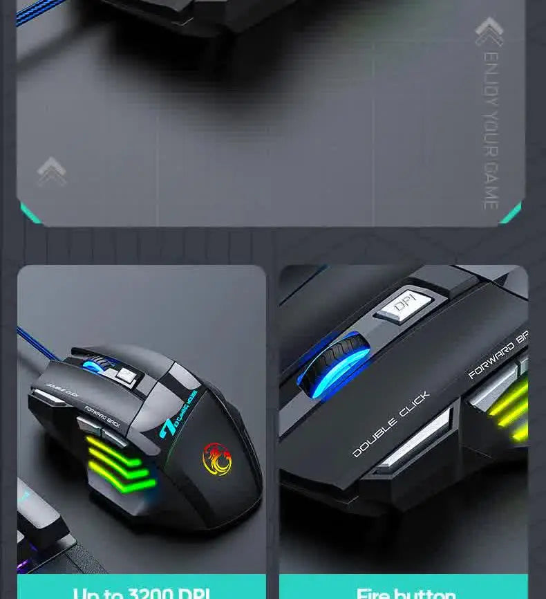IMICE X7 Optical Gaming Mouse Adjustable DPI Ergonomic Anti Slip Design Colorful Luminuse Suitable for Desktop Computers Laptop