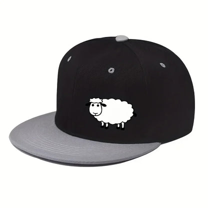 Unisex Adjustable Baseball Cap - Street Style Flat Brimmed Sheep Pattern Hat Casual Versatile And Personalized Hat