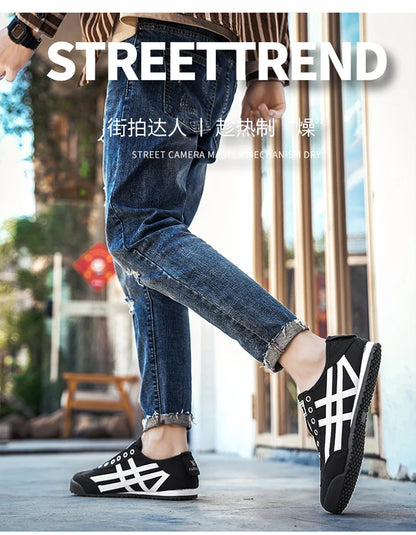 Men's Classic Running Shoes Lace-Up Flat Bottom Sports Shoes Soft Sole Walking Gym Breathable Couple Casual Canvas Tennis Shoes