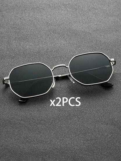 1/2 PCS Unisex Geometric Metal Frame Temperament Fashion Glasses For Outdoor Travel Driving Daily Life Accessories