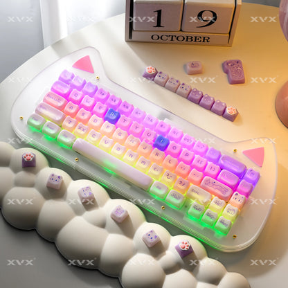 Keycaps XVX 148 Teclas Tema Gato Perfil MAO Keycap Coreana Brilhante e Fofa para Teclado 61 64 68 78 87 96 98 104 108
