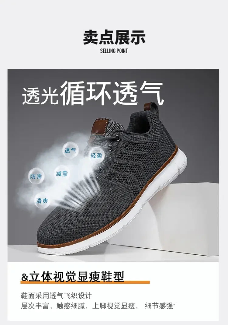 Casual Sneaker Shoes Breathable Men's Walking Mesh Soft Sole Outdoor Anti Slip Travel Comfortable Running Shoes Tenis Masculino