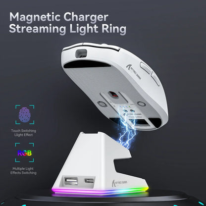 Attack Shark X6 Lightweight Wireless Gaming Mouse with 3 Mode Up to 26K DPI RGB Backlight Charging Base for Laptop Desktop