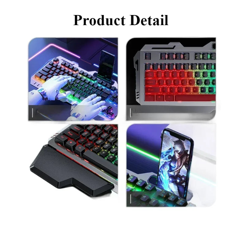 Gaming Keyboard RGB LED Backlight Plug and Play White/Black Keyboard Ergonomic Design Waterproof Keycaps Hand Support