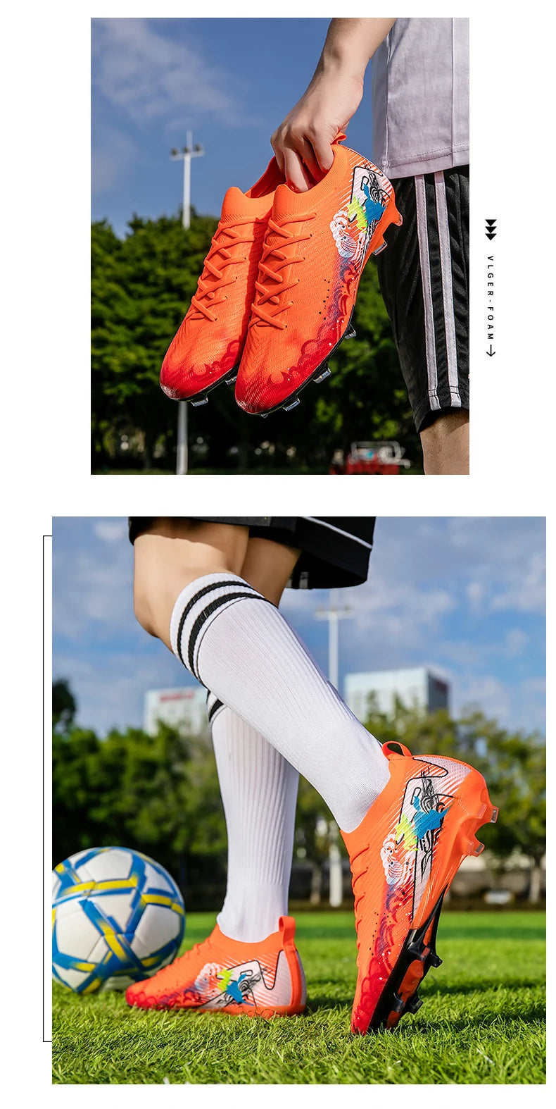 New Men Football Boots Soccer Cleats FG Non-Slip Training Shoes Soccer Shoes Long Spikes Match Ultralight Outdoor Drop Shipping
