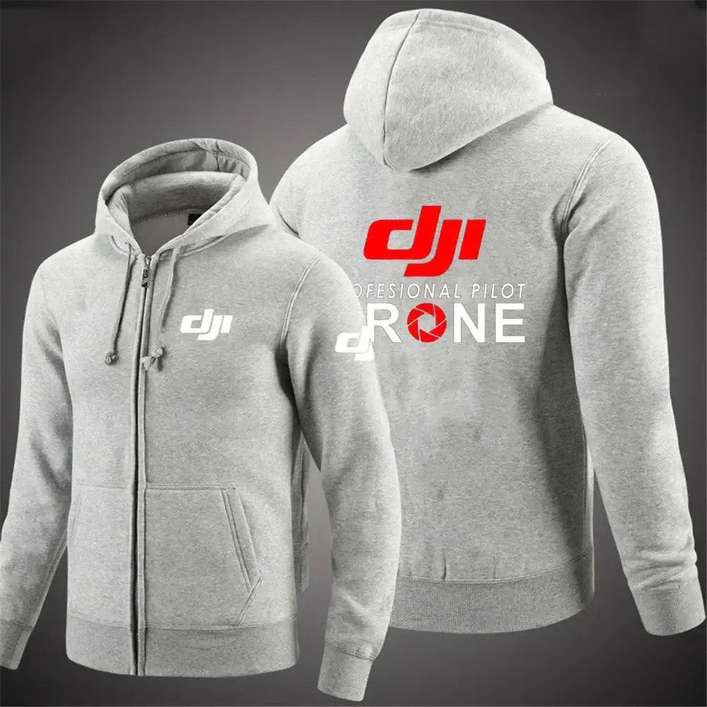 Dji Professional Pilot Drone Spring Autumn Casual Men's Solid Color Zipper Pullover Hoodie Coats Sportswear Fashion Long Sleeve, Produit gaming premium Fraquane