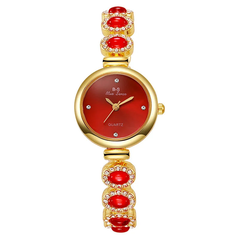 Famous Brand Women's Quartz Watches Luxury Green Gemstone Bracelet Watch Gift Female Wristwatch Dropshipping Relojes Para Mujer
