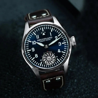 Hruodland 2025 New Men's Mechanical Watch Seagull ST3620 Retro Pilot 43MM BGW-9 Luminous Sapphire Crystal Turbine Watch