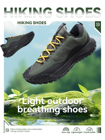Baasploa Hiking Shoes Men Outdoor Waterproof Camping Resistant Non-Slip Sneakers Casual Lightweight Lace-Up Walking Shoes for Men