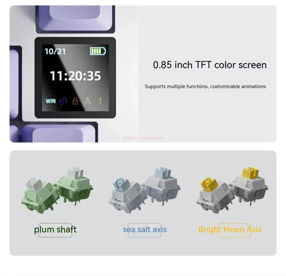 Ajazz AK820 Professional Mechanical Keyboard TFT Screen Multifunctional Knob Game Keyboard 3 Mode Hot Plug RGB Pad Office Gift