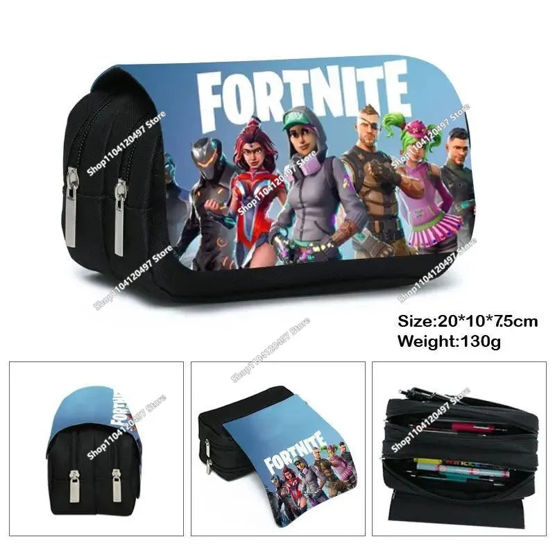 Детски несесер Fortnite, многофункционална кутия за ученически пособия, детски несесер с голям капацитет и двоен слой