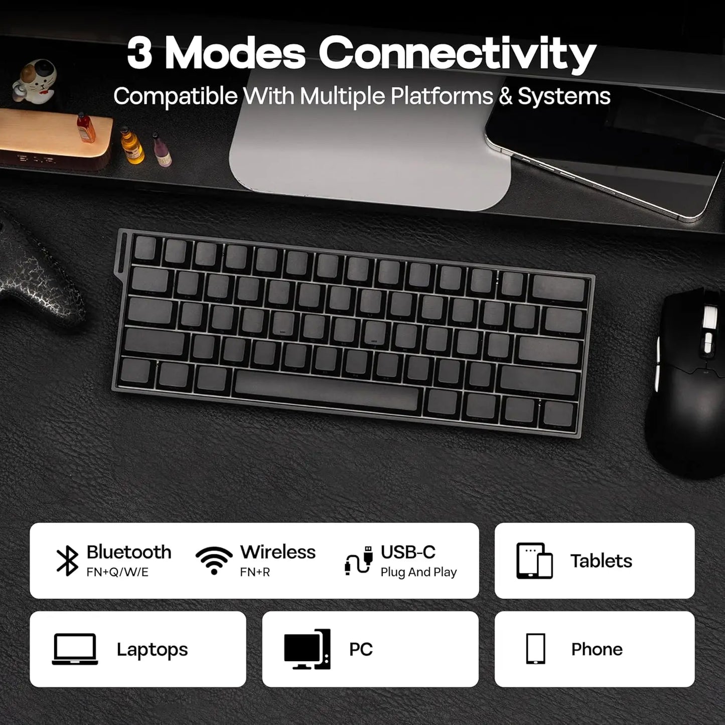 AULA Mini60 HE/Pro/Max Tastiera meccanica wireless 60% con switch magnetici RGB Tri Mode 8000Hz 0.01mmRT per PC, regali per gamer