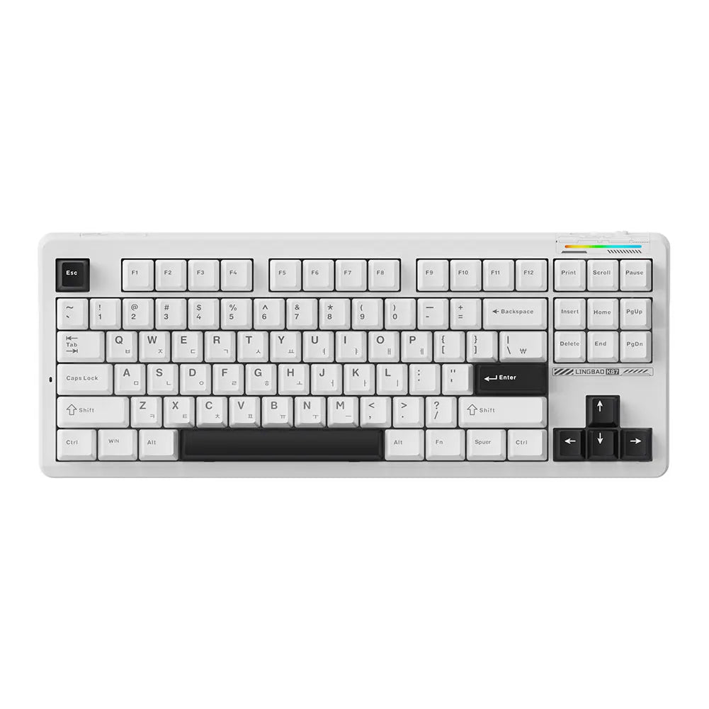 Teclado inalámbrico AULA×LINGBAO K87 con letras coreanas, montaje gasket, teclas PBT, software de macros y interruptores LEOBOG
