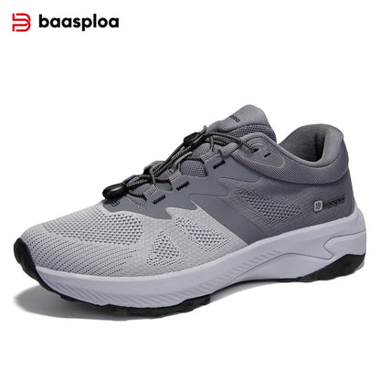 Baasploa Hiking Shoes Men Outdoor Waterproof Camping Resistant Non-Slip Sneakers Casual Lightweight Lace-Up Walking Shoes for Men