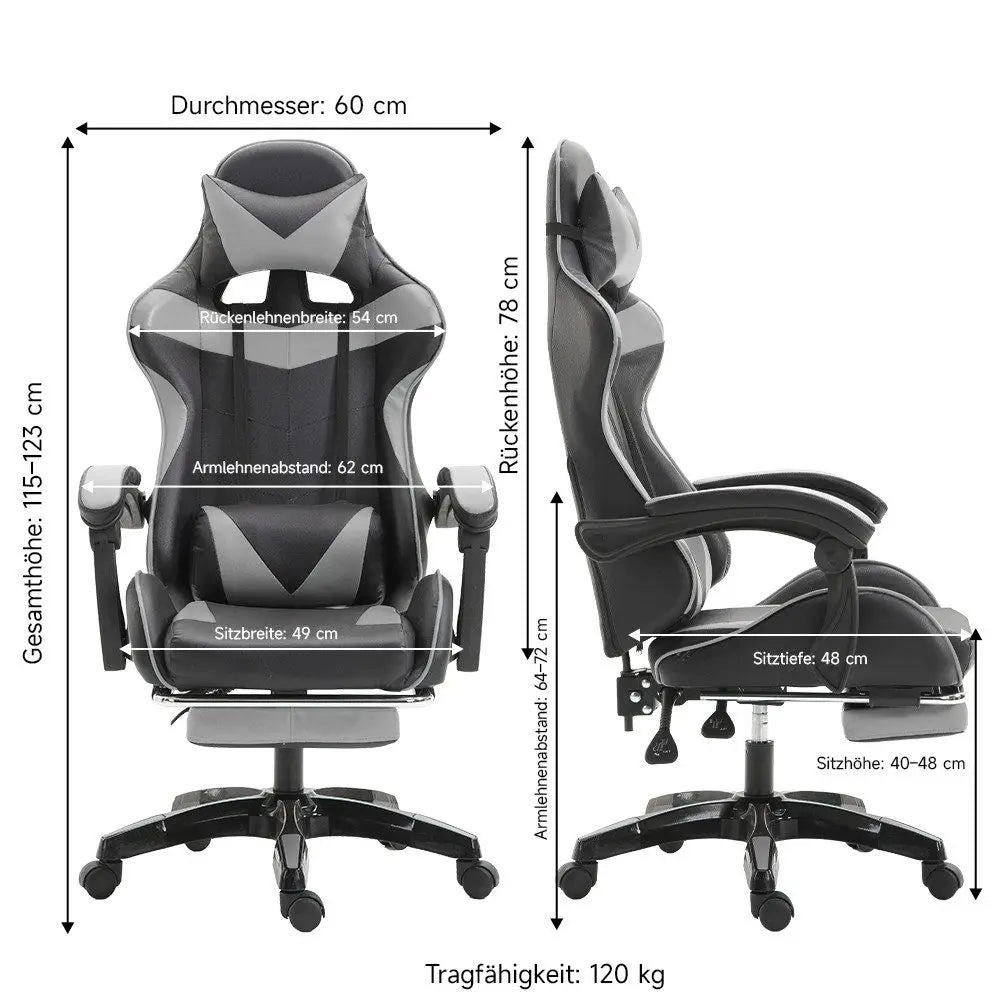 Sedia gaming, poltrona gaming, sedia da ufficio regolabile in altezza con funzione reclinabile regolabile, orecchie da gatto e cuscini