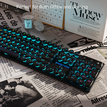 EWEADN GX330 Gaming Keyboard Wired, LED Backlit, Office silent keyboard full size, Ergonomic, Gaming, office, Windows/Laptop/PC