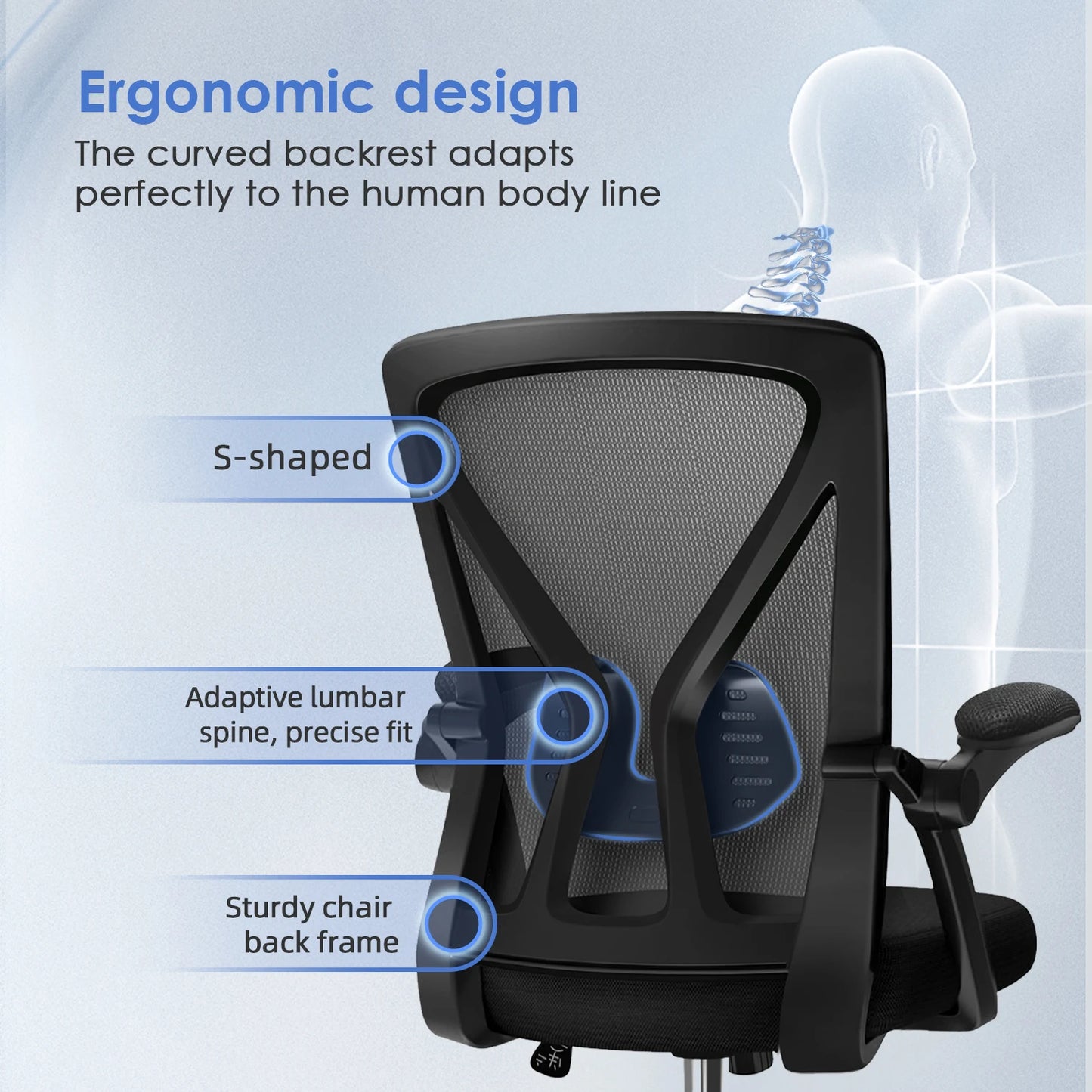 Daccormax Office chair Ergonomic Reclining 90°-125°,Desk chair with Lumbar Support,Computer chair Adjustable,living room chairs