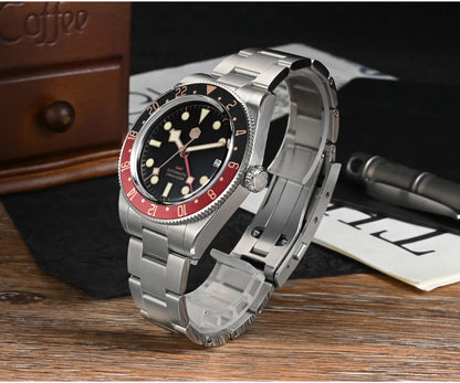 San Martin 39mm NH34 GMT Men Luxury Watch Bidirectional Aluminum Bezel Automatic Mechanical Sapphire 100M Waterproof  SN0109