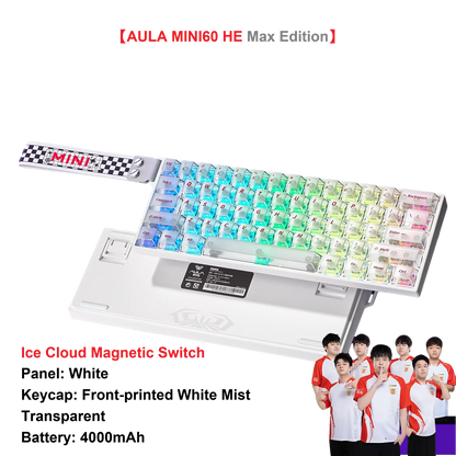 AULA MINI60 HE Tri-Mode Wireless Mechanical Keyboard Magnetic Switch 8000Hz Polling Rate RGB Backlit FPS Esports Gamer Keyboard