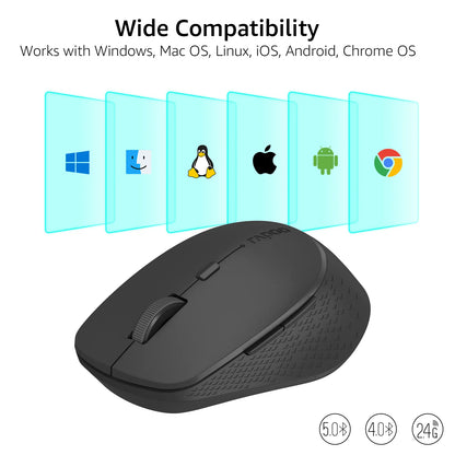 Rapoo M300G Multi-Mode 2.4G Wireless and Bluetooth 4.0/5.0 Wireless Mouse 2400DPI Ergonomic Silent Mouse for Computer PC Laptop